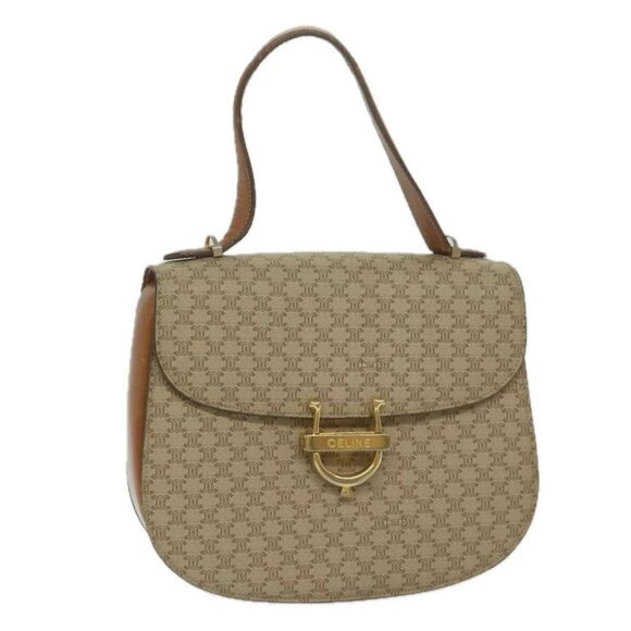 CELINE Macadam Canvas Hand Bag Beige Auth - Picture 1 of 16